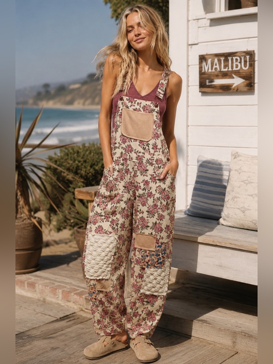 POL Pants - POL “ Love Story “ Patchwork Overalls | Cream